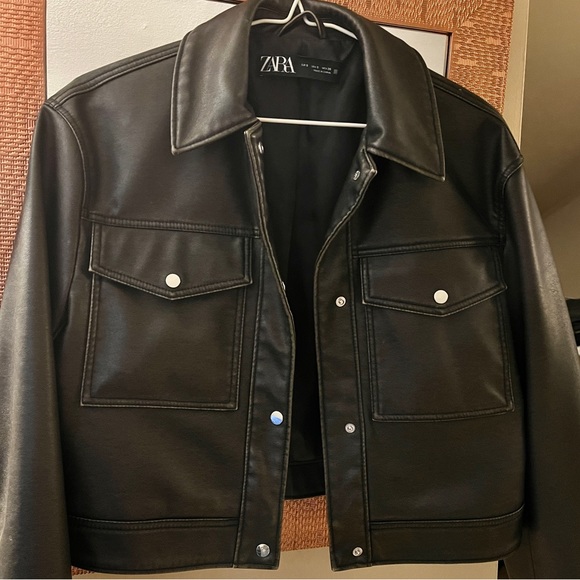 Zara Faux Leather cropped jacket - Picture 3 of 4